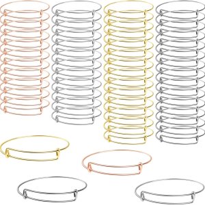 UPINS 100 pulseras expandibles ajustables en blanco para hacer joyas, 4 colores UPINS 100 pulseras expandibles ajustables en blanco para hacer joyas, 4 colores