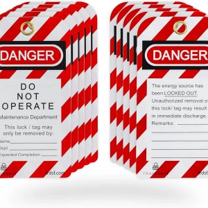TRADESAFE Etiquetas de bloqueo – 10 etiquetas de peligro de no operar con 10 bridas, vinilo de alta calidad de 32 mil, etiquetas de loto compatibles TRADESAFE Etiquetas de bloqueo – 10 etiquetas de peligro de no operar con 10 bridas, vinilo de alta calidad de 32 mil, etiquetas de loto compatibles