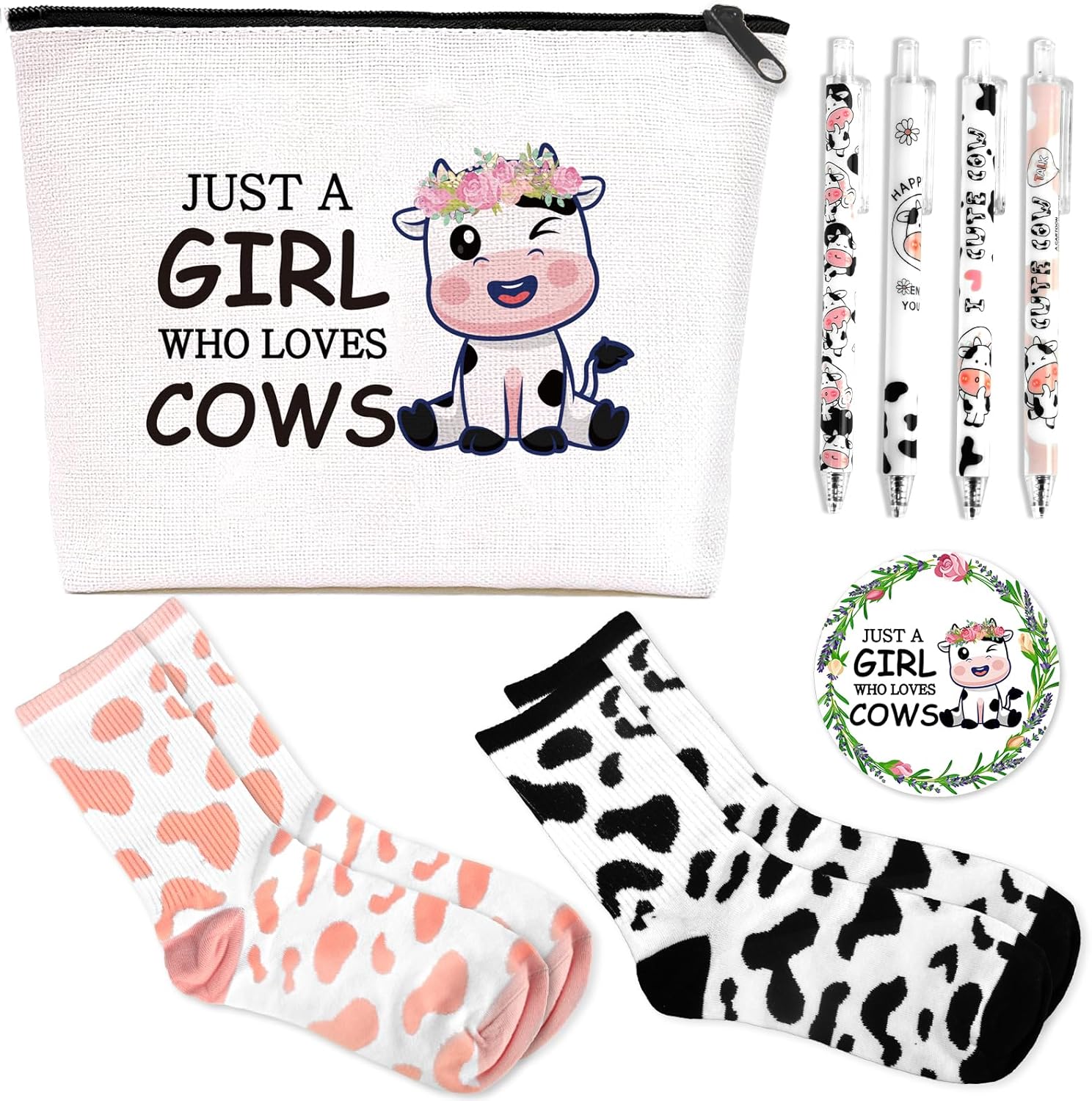 LUOHE Bolsas de cosméticos, Blanco, Set de regalos de vaca