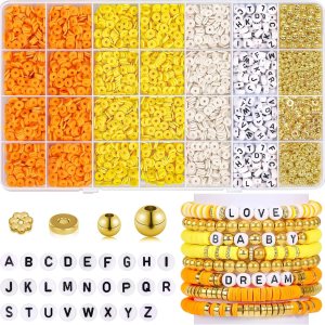Kit de 5000 piezas para hacer pulseras de cuentas de arcilla para niñas, cuentas de arcilla de la amistad para pulseras, cuentas amarillas, Kit de 5000 piezas para hacer pulseras de cuentas de arcilla para niñas, cuentas de arcilla de la amistad para pulseras, cuentas amarillas,