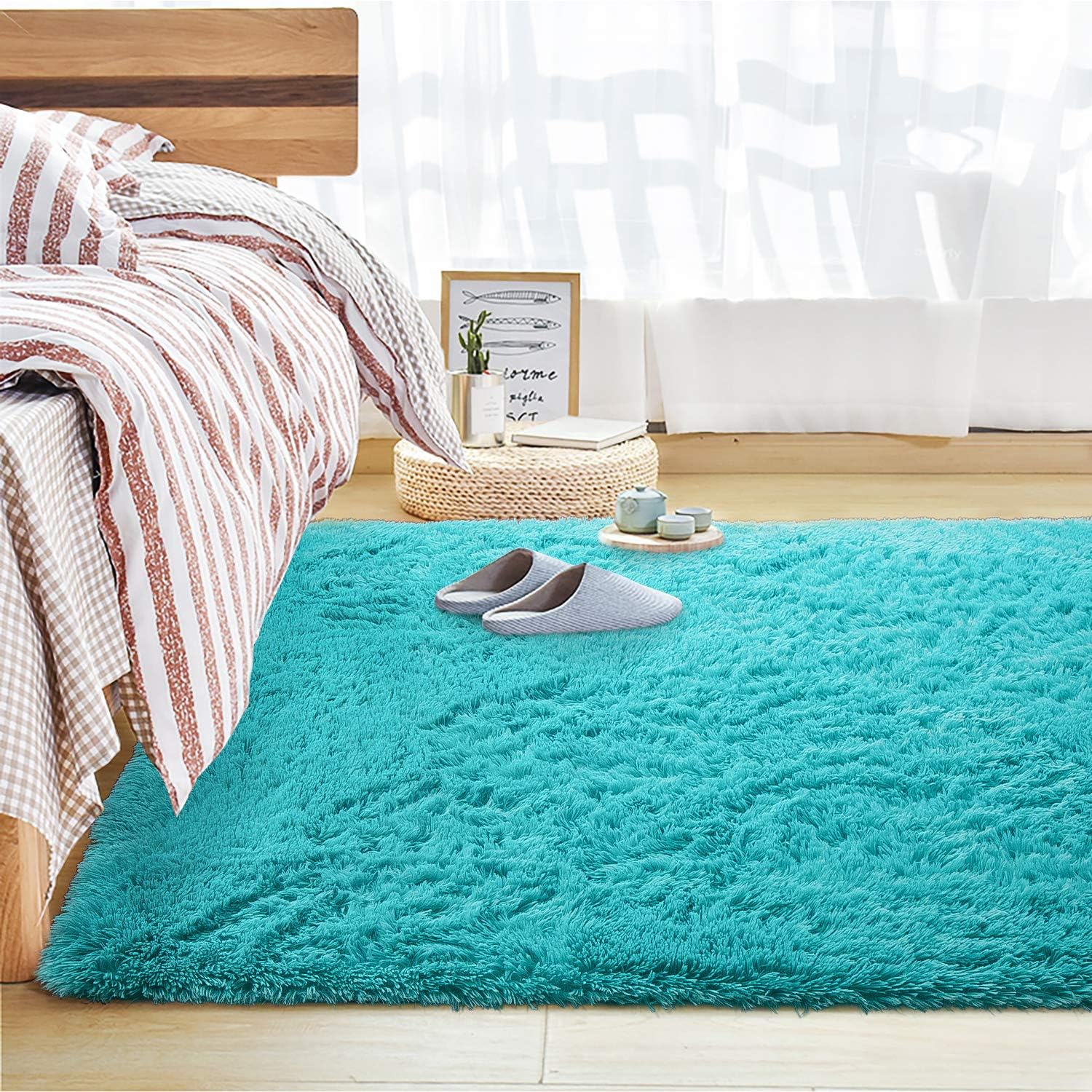 Andecor – Alfombra suave y peluda para decoración del suelo del hogar, dormitorio, sala de estar, interiores, área suave para niños, niñas, bebés
