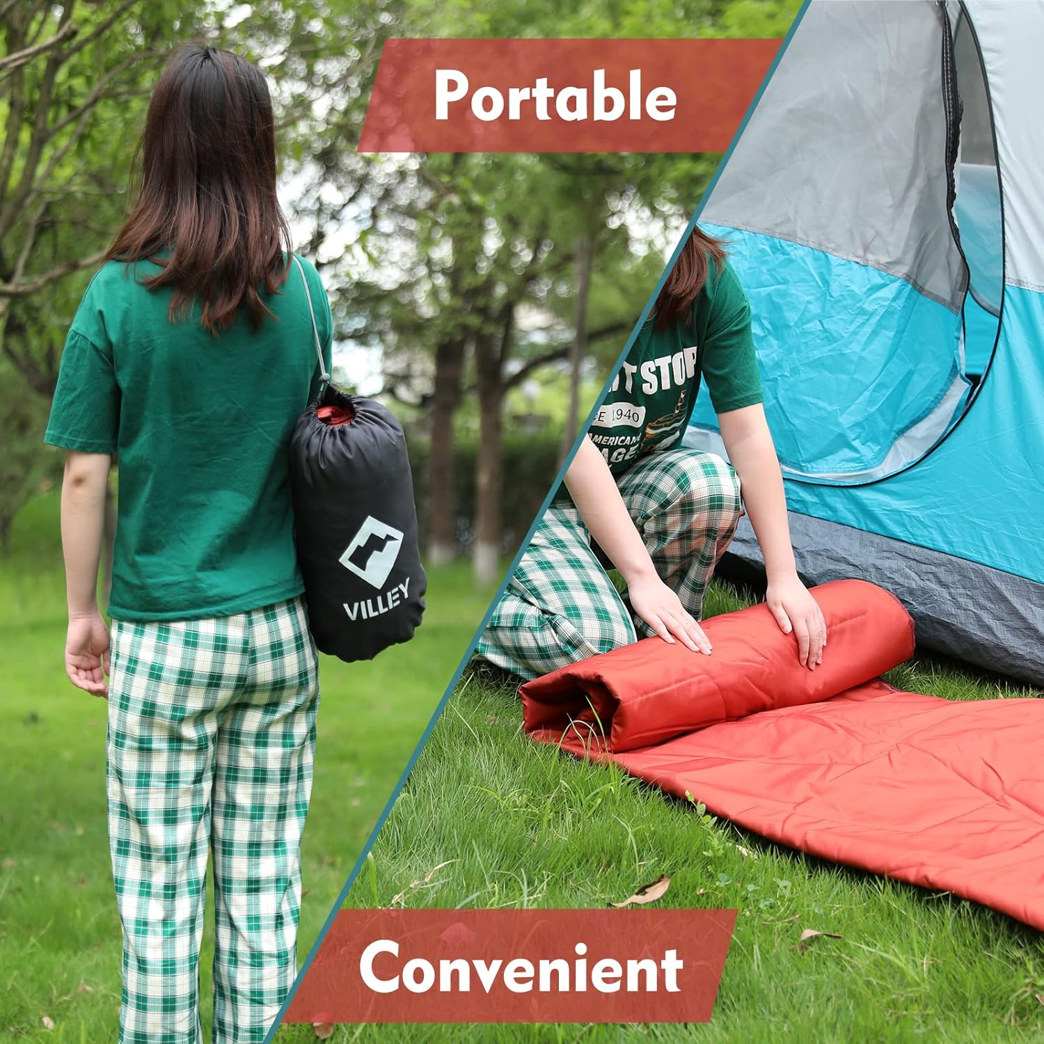 VILLEY Manta de picnic, manta de camping de 3 capas de 52 x 75 pulgadas, lavable a máquina, repelente al agua y a prueba de arena, plegable y