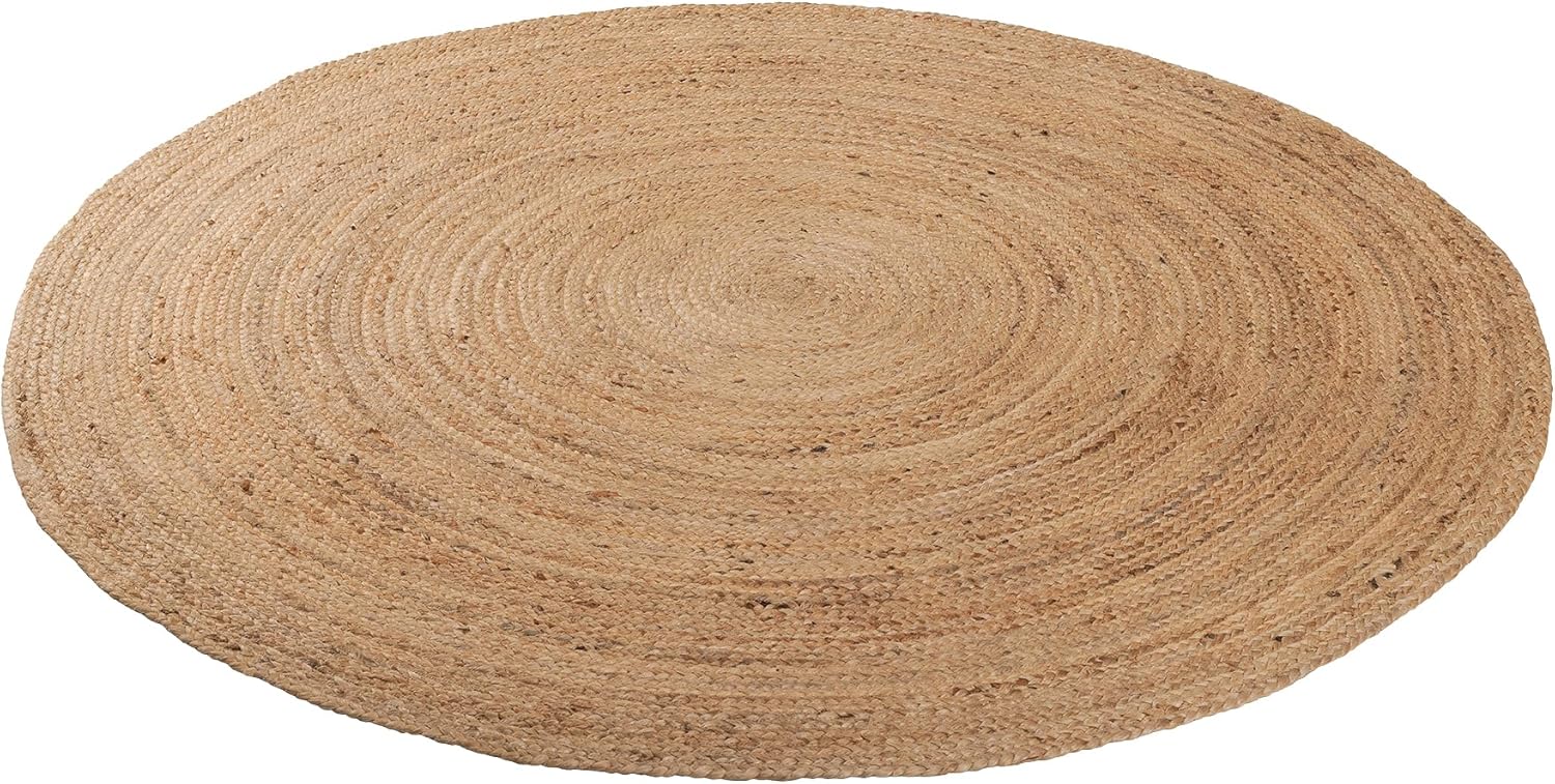 REDEARTH Alfombra redonda tejida a mano trenzada 100 % yute natural, hecha a mano, reversible, bohemio, yute para dormitorio, cocina, sala de estar,