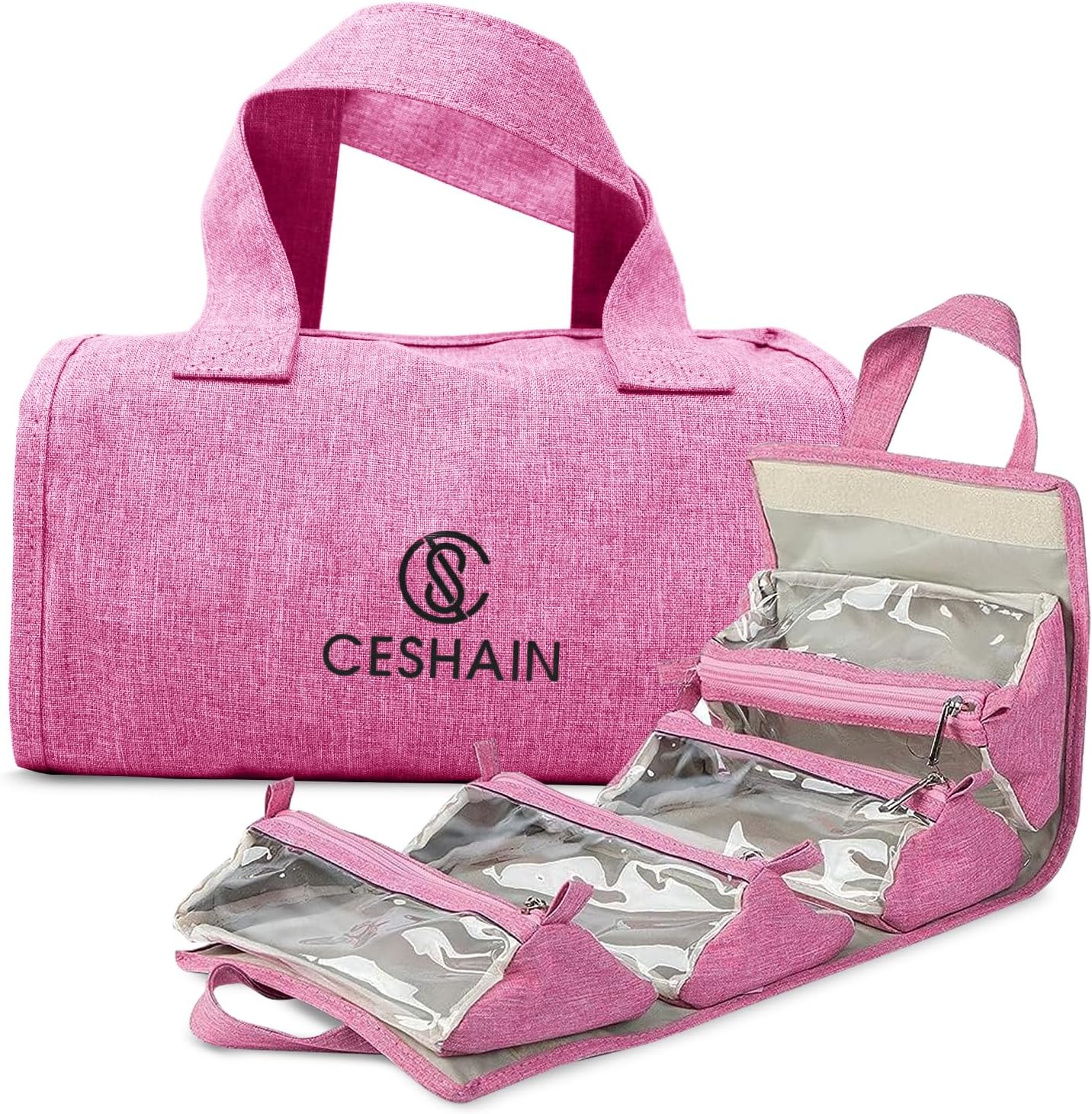 Ceshain Neceser colgante 4 en 1, Rosado, Neceser colgante