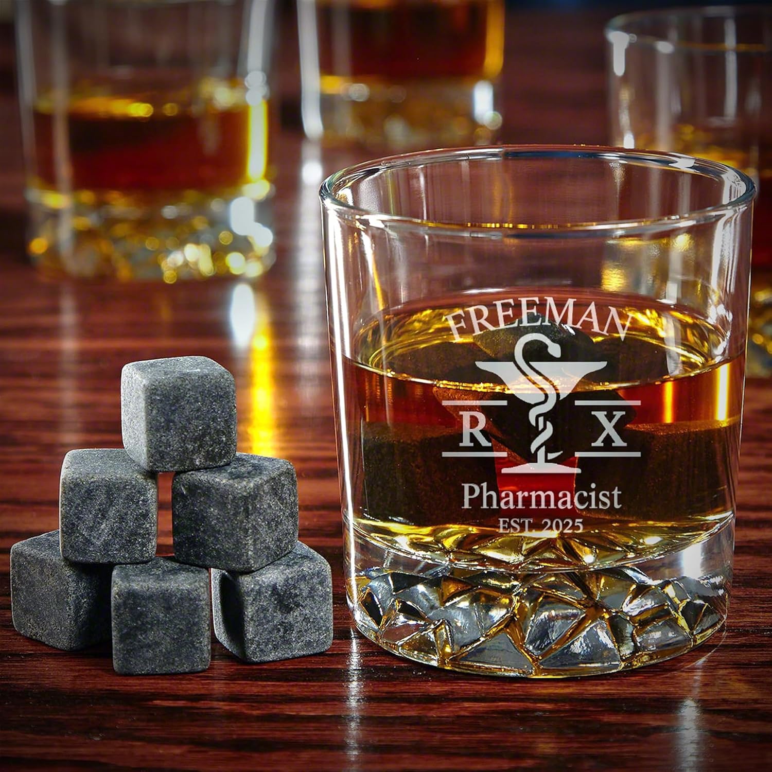 Regalos para dentistas grabados, decantador de whisky, juego de caja de lujo, 7 piezas de escudo dental