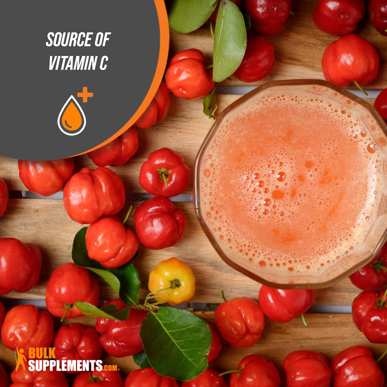 BULKSUPPLEMENTS.COM Acerola – Extracto de cereza en polvo, suplemento natural de vitamina C, polvo de cereza de acerola, vegano y sin gluten, 500 mg