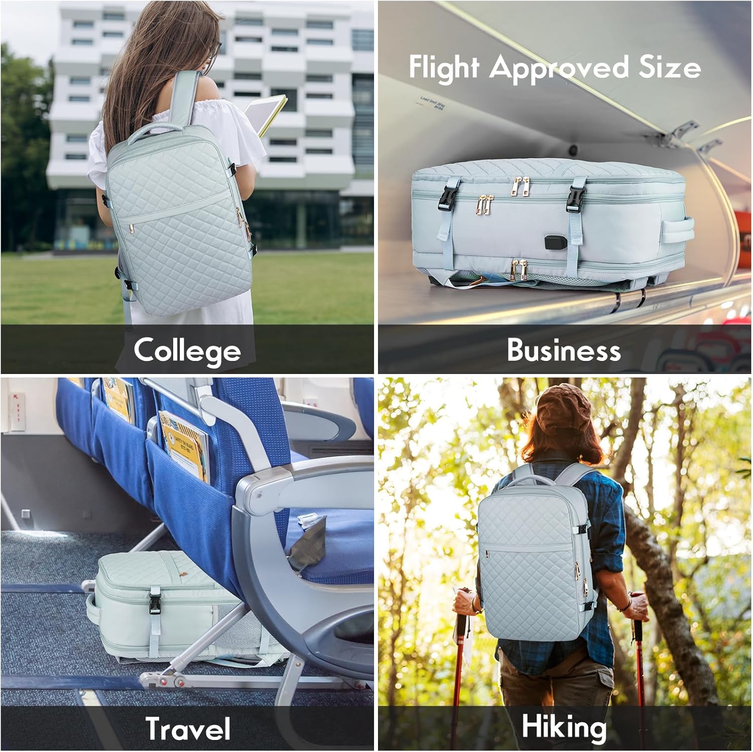 MOMUVO Mochila de viaje grande para mujer, mochila de transporte aprobada por vuelo, resistente al agua, antirrobo, mochila casual grande, Azul,