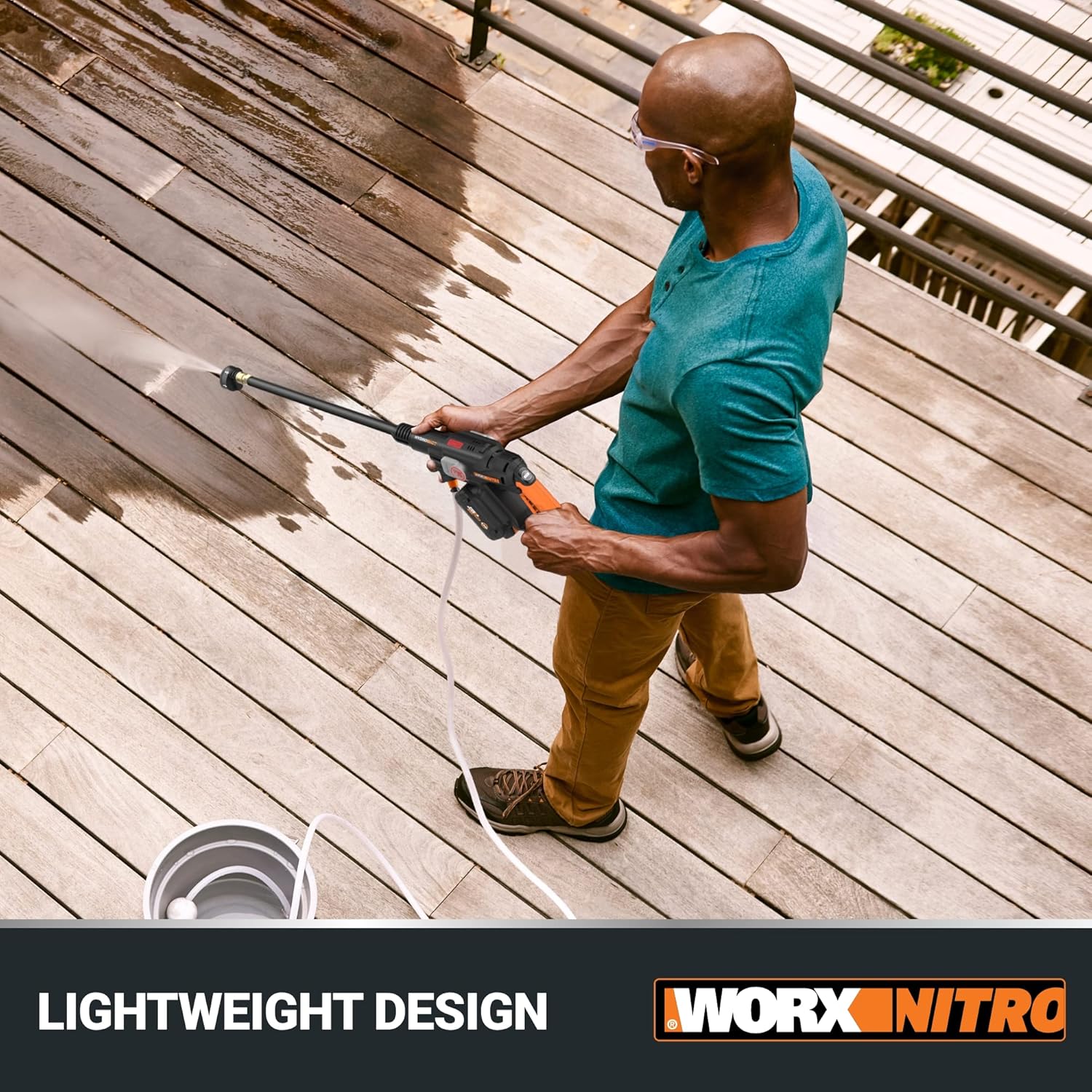Worx Nitro Hydroshot – Lavadora a presión eléctrica de 20 V 710 PSI con motor sin escobillas inalámbrica, ligera, 5 en 1, limpiador de energía