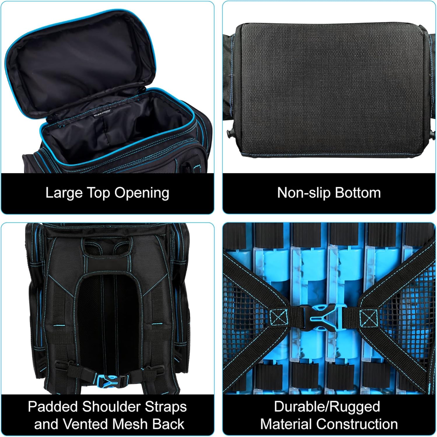 Evolution Fishing Drift Series – Mochila para aparejos – Azul, tamaño 3600, mochila para exteriores con 6 bandejas de aparejos de pesca, mosca de