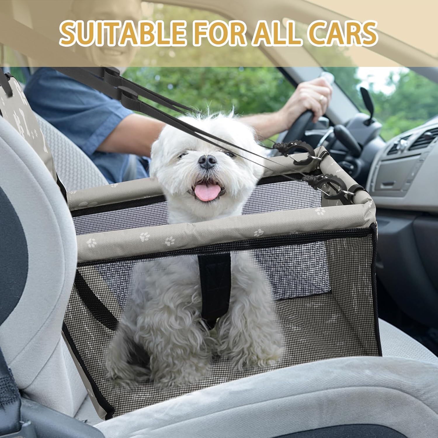 PetsHome Asiento de automóvil para perro, plegable, impermeable, transpirable, bolsa de viaje Oxford para perros pequeños a medianos, cachorros y