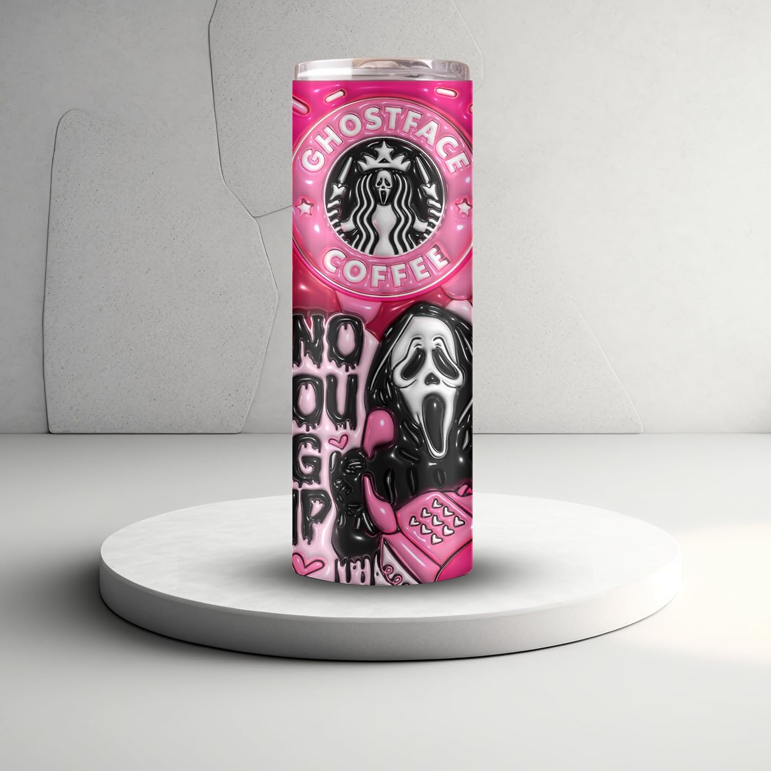 Vaso de acero inoxidable de 20 onzas para Halloween, con cara fantasma, vasos espeluznantes, aislados, reutilizables