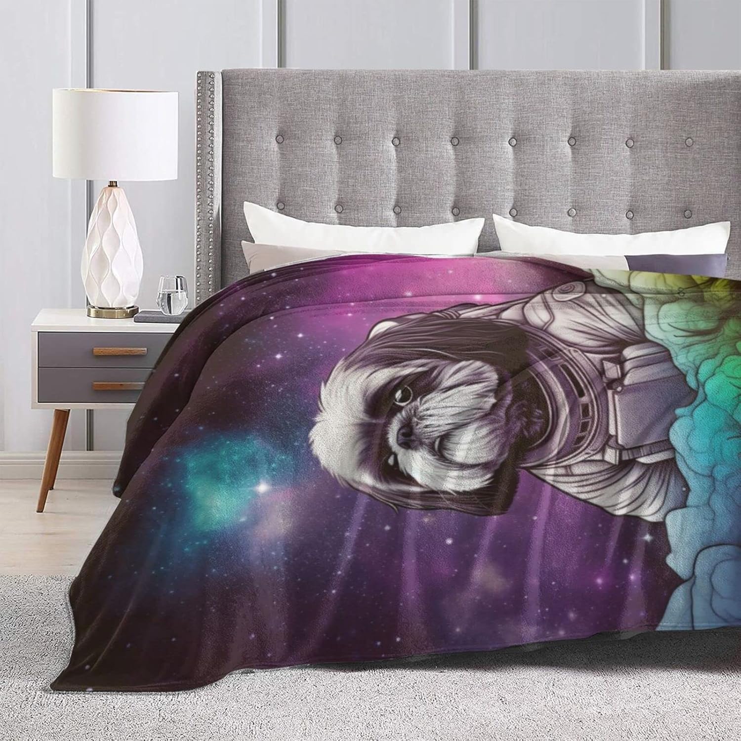 Shih Tzu – Manta de cielo estrellado, ultra suave, ligera, antifrisado, acogedora manta de forro polar para todas las estaciones, dormitorio, sala