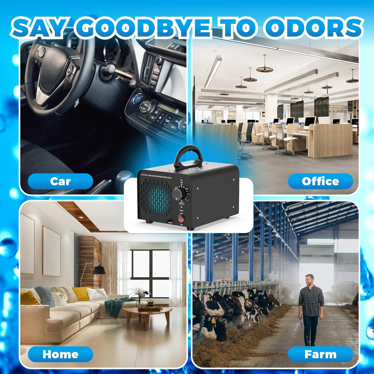 Generador de ozono Agua y Aire 38,000mgh, Eliminación de olores de máquina de ozono comercial, Máquina de ozono de alta capacidad, generador de