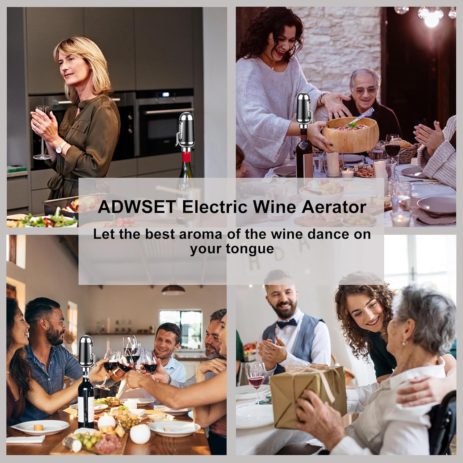 ADWSET – Aireador de vino, decantador eléctrico de vino mejorado, aireador de aire de vino, dispensador de vino con boquilla para entusiastas