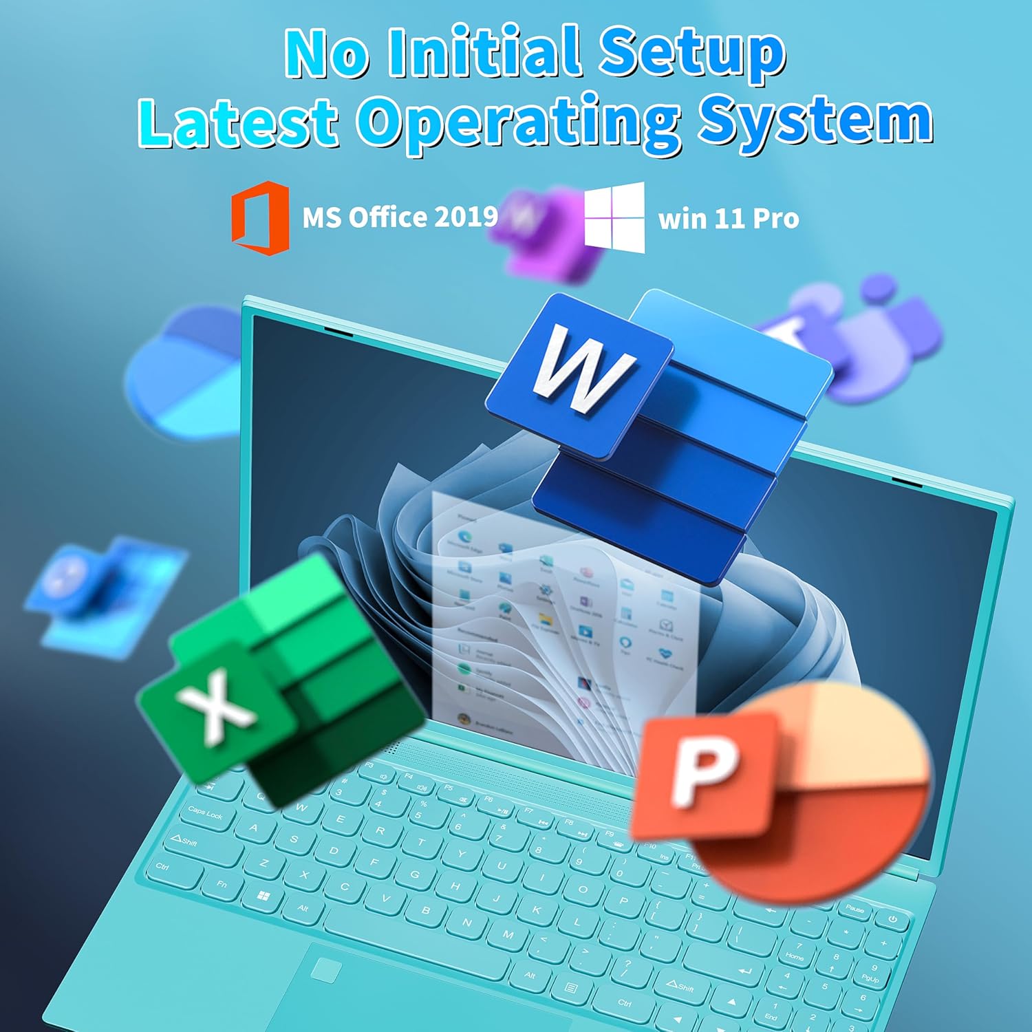 Win 11 ProOffice 2019 16″ Laptop Ultra-Narrow bezels 2.5K FHD(2560×1600) IPS Screen, Celeron N5095,16G RAM, 256GB SSD, Color Backlit KB, Fingerprint