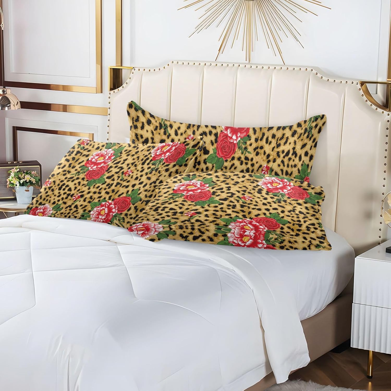 Fundas de almohada con estampado de leopardo rosa, tamaño estándar, súper suave, con cremallera, fundas de almohada de microfibra lavada para el