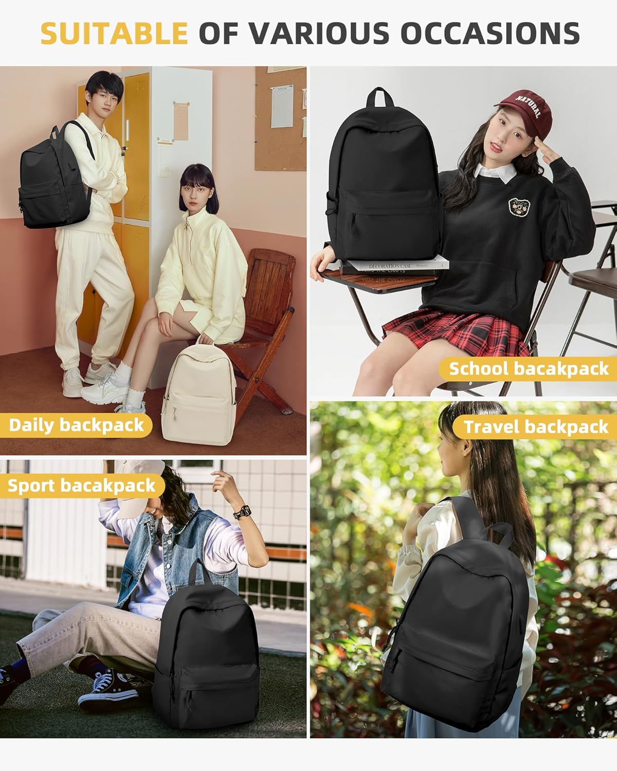 BOXSAM Mochila escolar, G2-negro, Mochila Causal