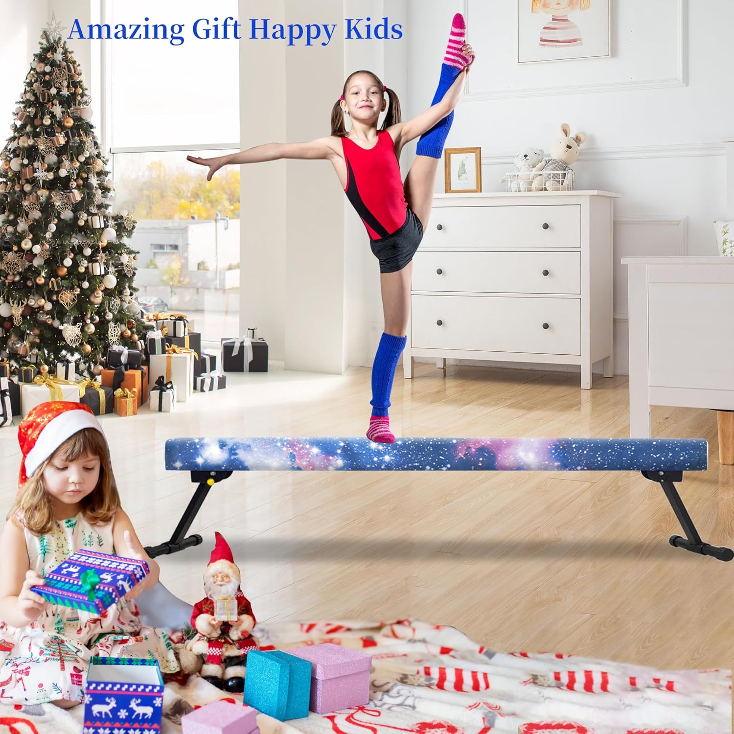 EL&ITWings Viga de equilibrio de gimnasia de 6 pies, viga ajustable de piso de nivel alto y bajo, altamente estable, equipo de entrenamiento de
