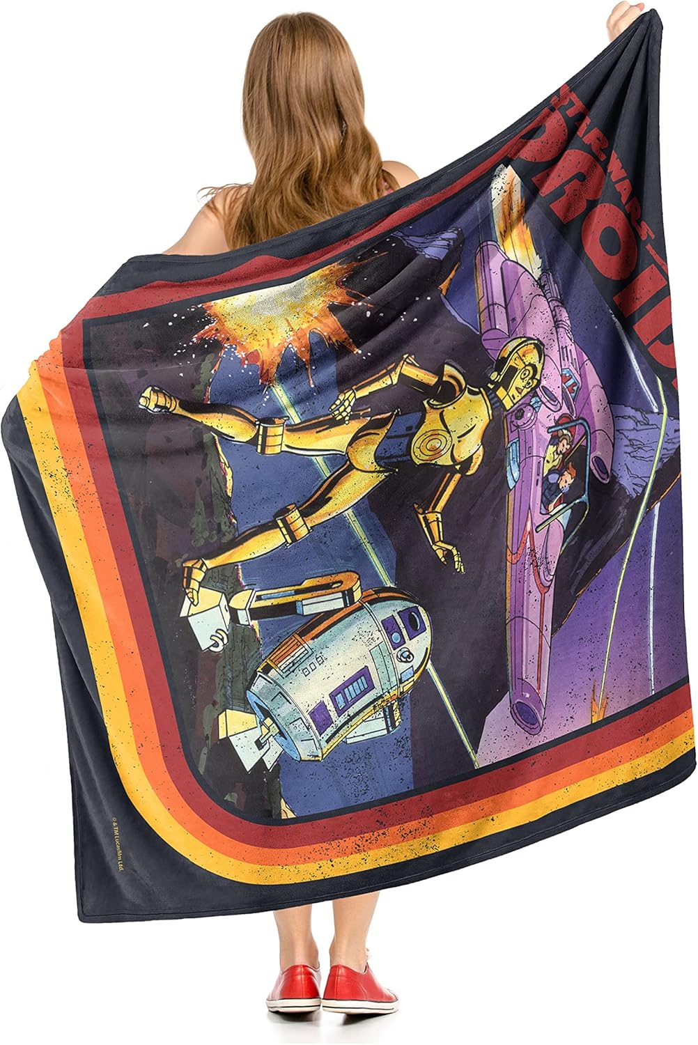 Northwest Manta de seda táctil de Star Wars, 50 x 60 pulgadas, Droids retro