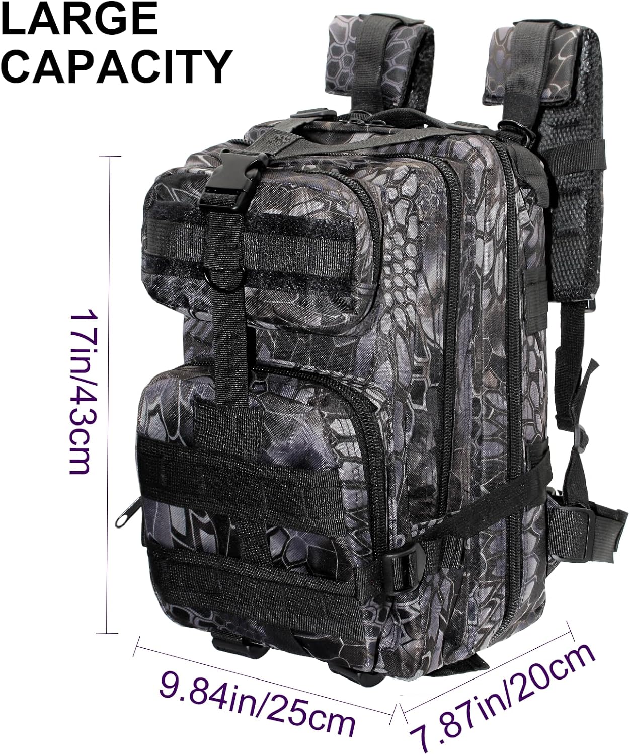 Ghanneey Mochila de aparejos de pesca, mochila de hombro al aire libre con soporte para caña de pescar, senderismo, caza, camping, A-negro y gris,