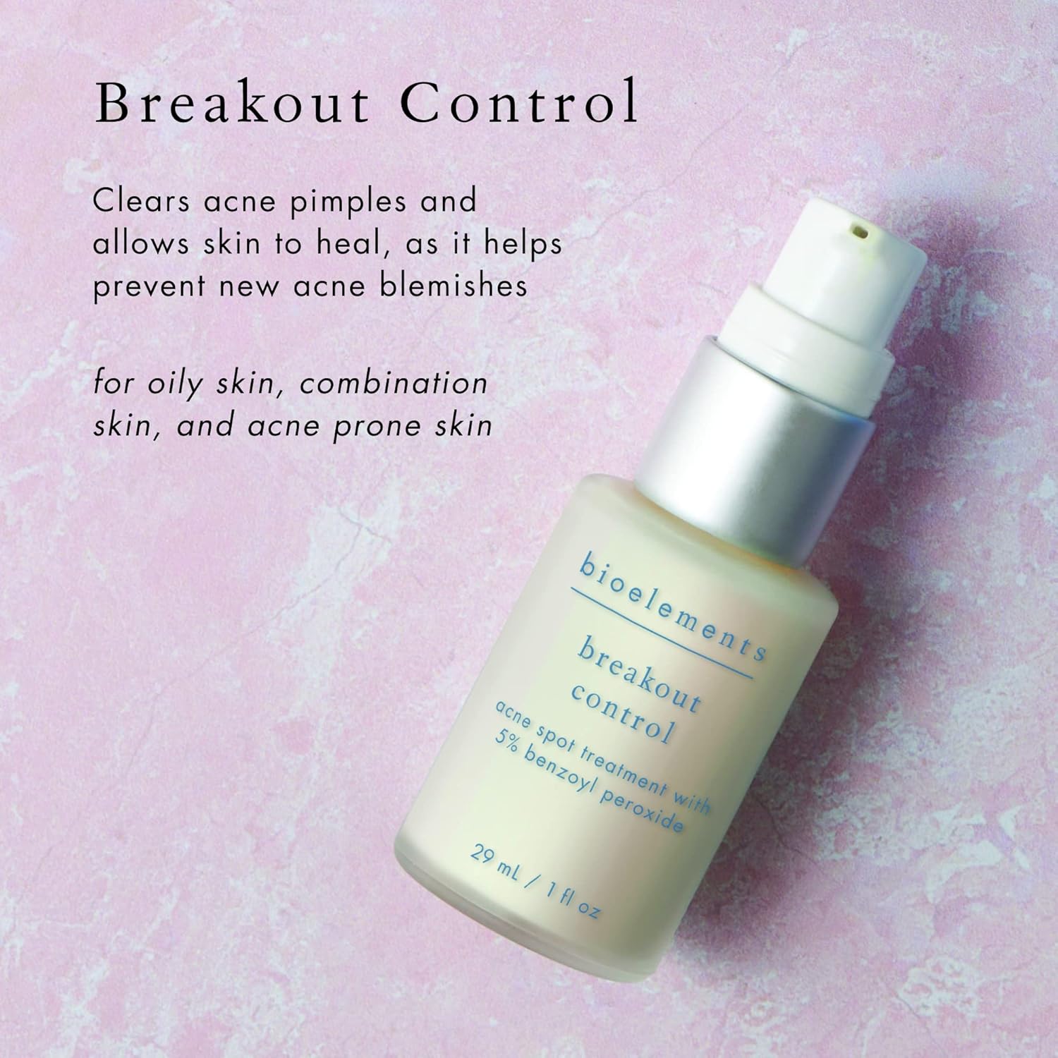 Bioelements Breakout Control – 1 onza líquida – Tratamiento de manchas de acné con peróxido de benzoilo al 5% para piel propensa al acné, mixta y