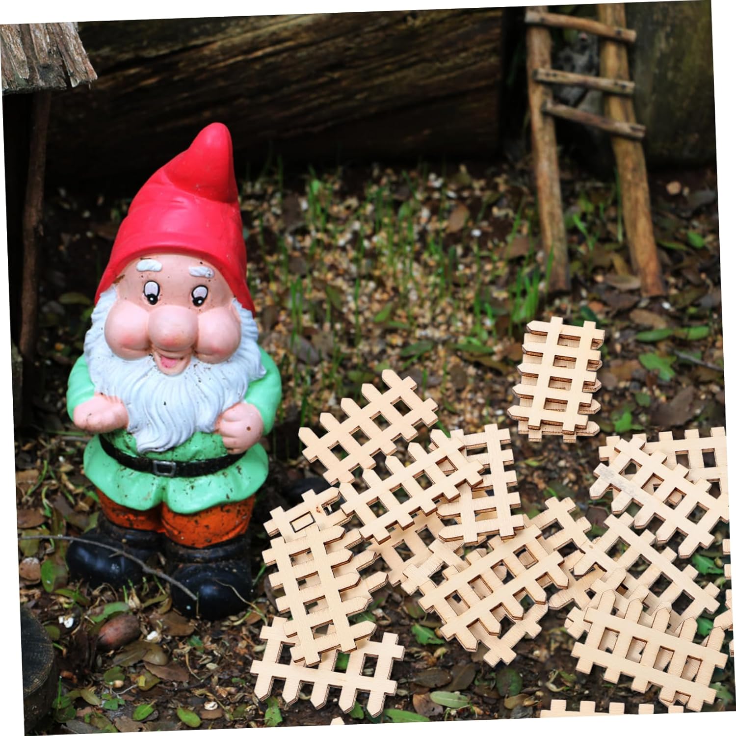 Uonlytech 100 piezas de mini valla de decoración para el hogar, mini valla de piquete de madera en miniatura, mini valla de madera para el hogar,