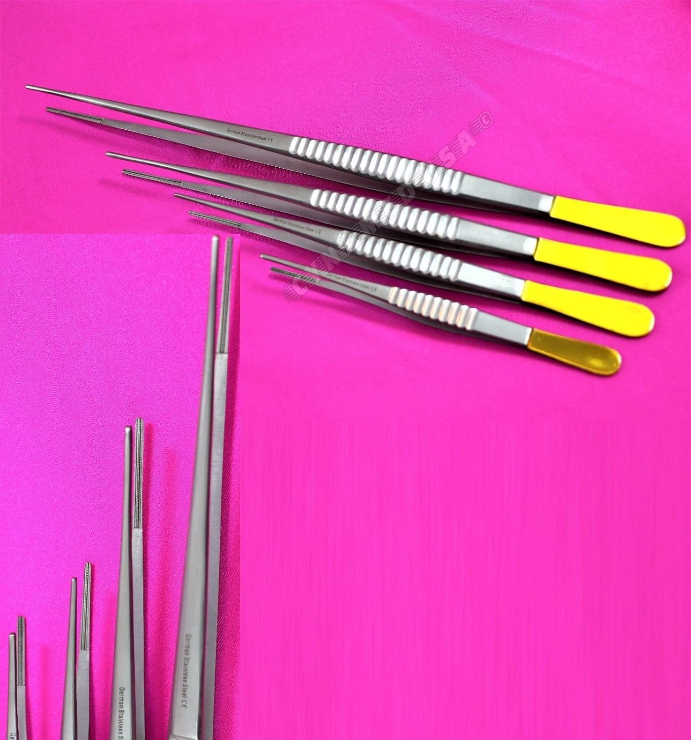 Juego de 4 unidades alemanas de alta calidad, cada uno de Debakey Arteria Atraumatic Tissue Vascular Forcep Gold de 6 pulgadas más 8 pulgadas más 10