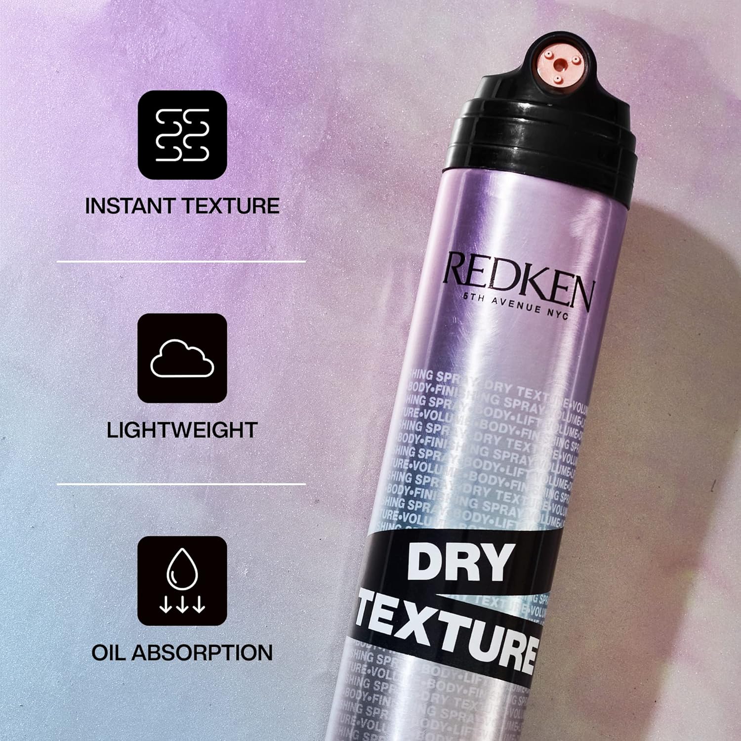 Redken Triple Dry 15 Dry Texture – Spray de acabado para todo tipo de cabello, añade cuerpo y brillo sin pegajosidad, sujeción media, 8.5 onzas
