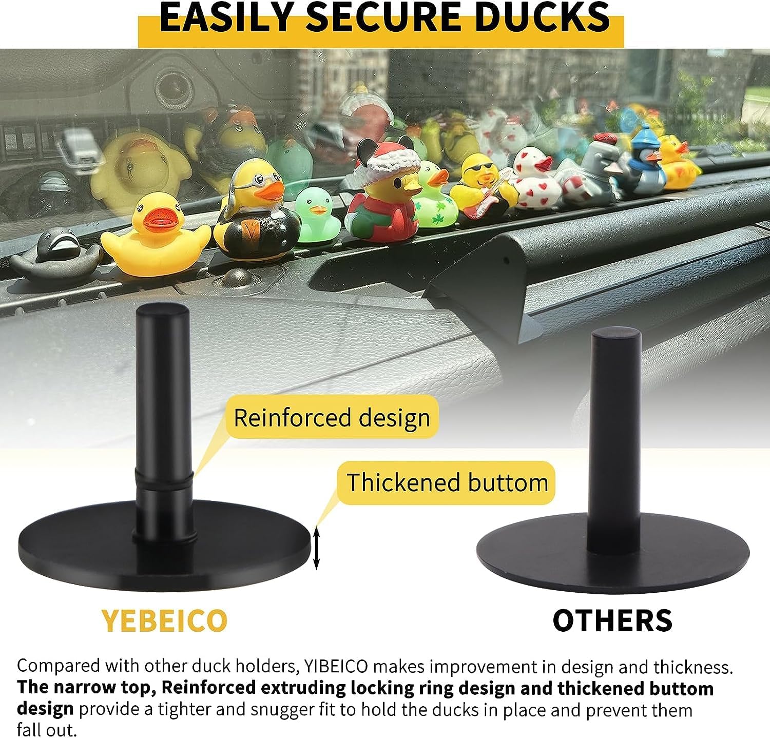 20 tapones de pato, soporte de pato de goma, soporte de pato de goma para tablero de Jeep y pantalla fija, regalo para los amantes de Jeep, (pato de