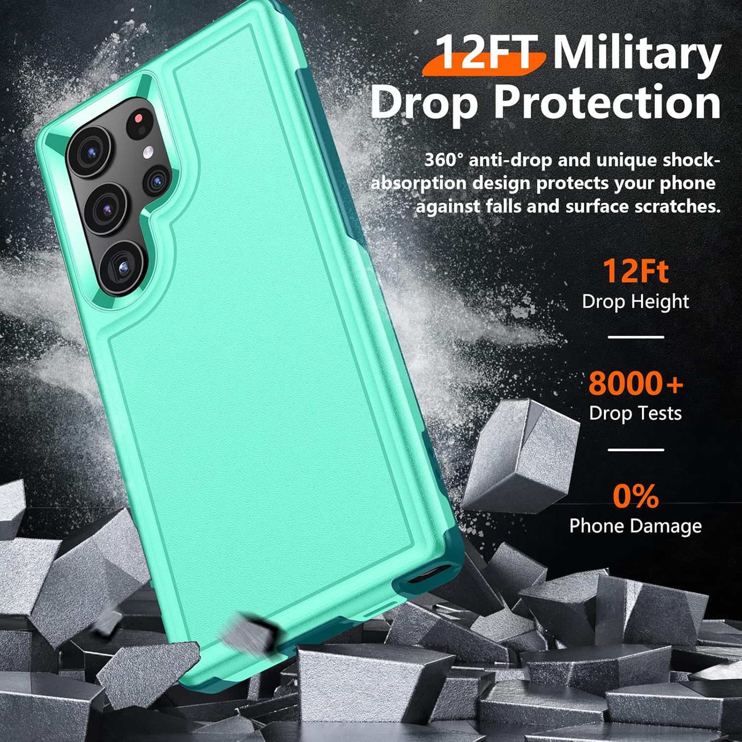 Red2Fire Funda para Samsung Galaxy S23 Ultra, a prueba de golpes de grado militar con 2 unidades protector de pantalla suave + protector de lente