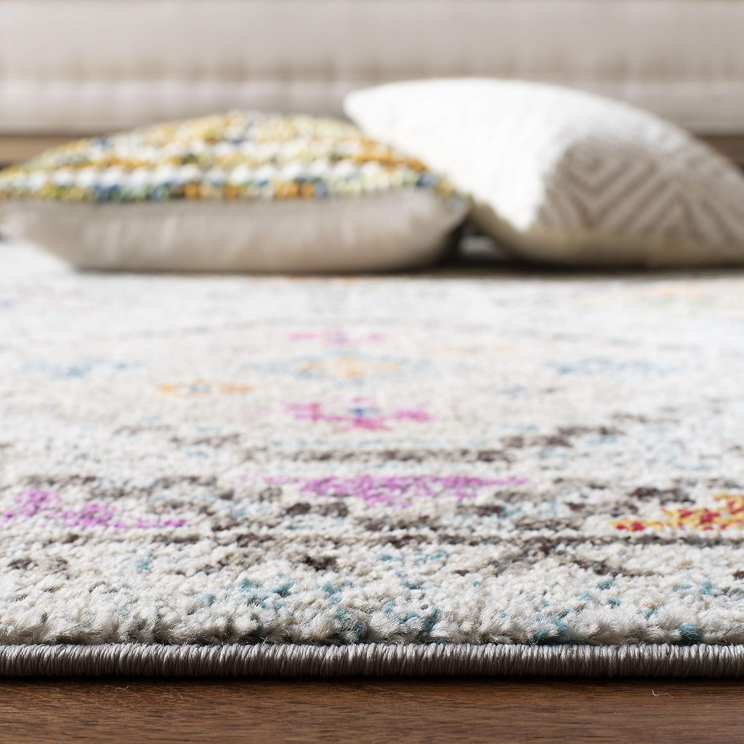 Safavieh Madison Collection MAD418F – Alfombra de área con diamantes, Polipropileno, Grisamarillo