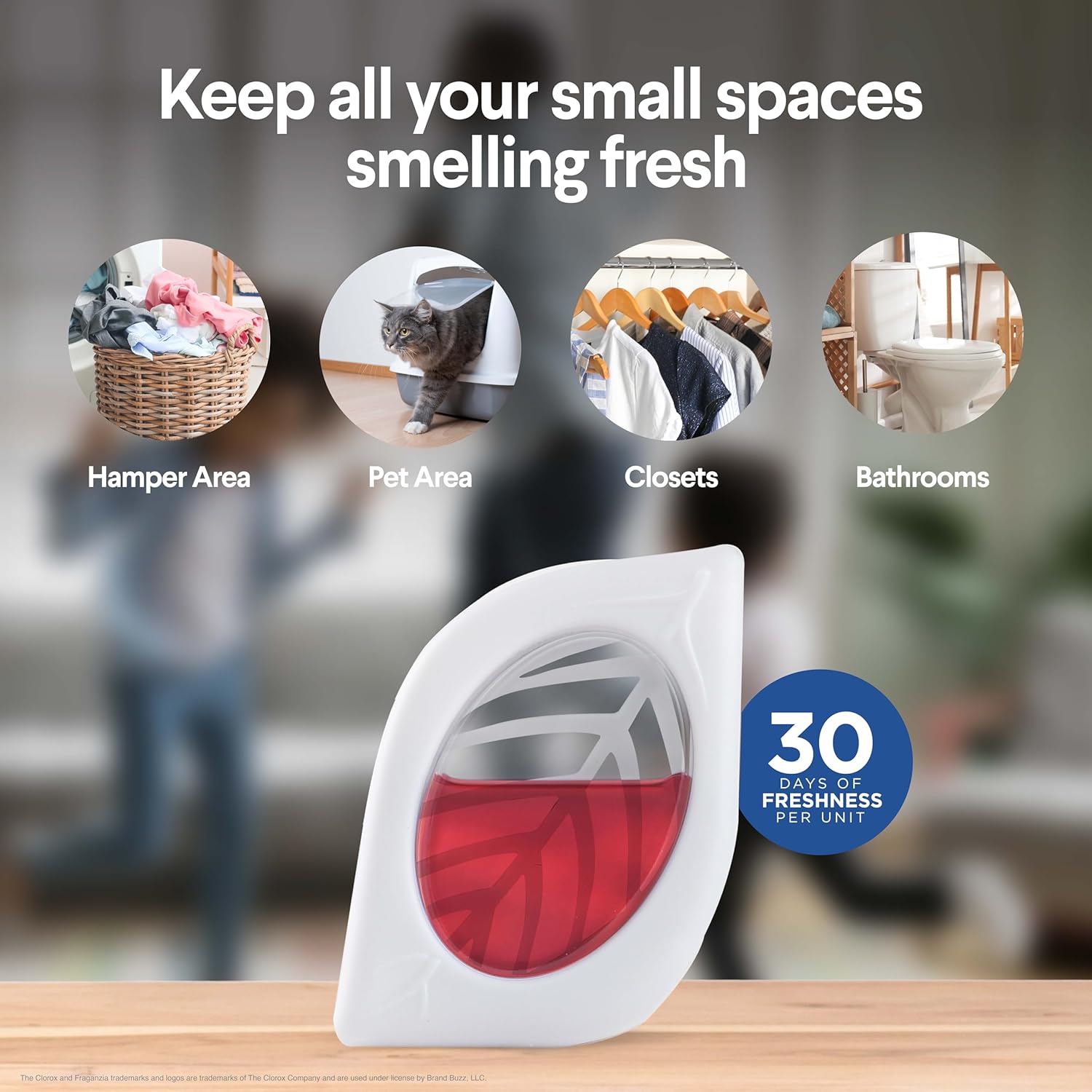Clorox Fraganzia – Ambientador para habitaciones pequeñas con aroma a manzana y canela, 2 unidades, para despegar y colocar, sin enchufe, sin