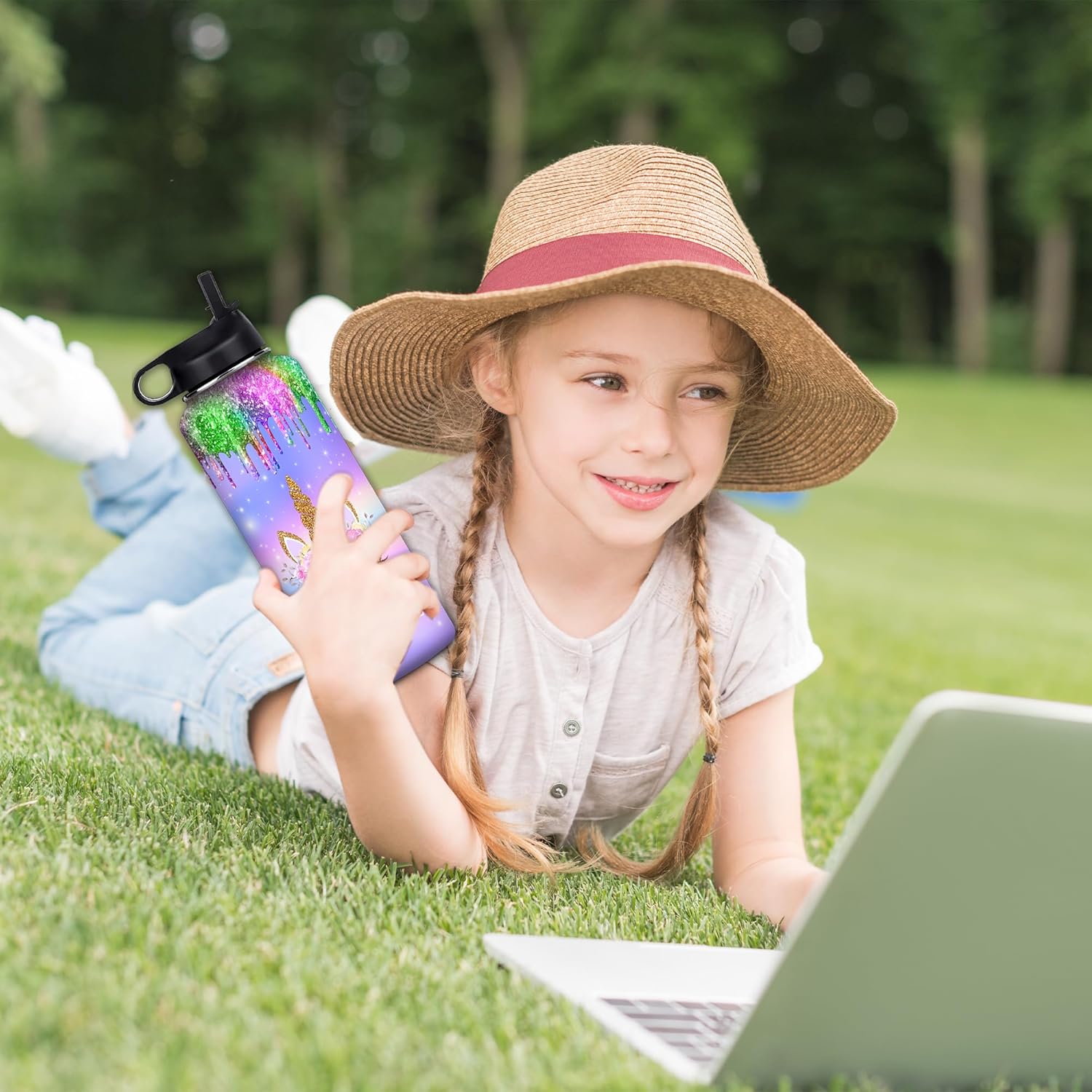 M YESCUSTOM Botellas de agua personalizadas para niñas con nombre, múltiples botellas de acero inoxidable personalizadas de 18 onzas  32 onzas para