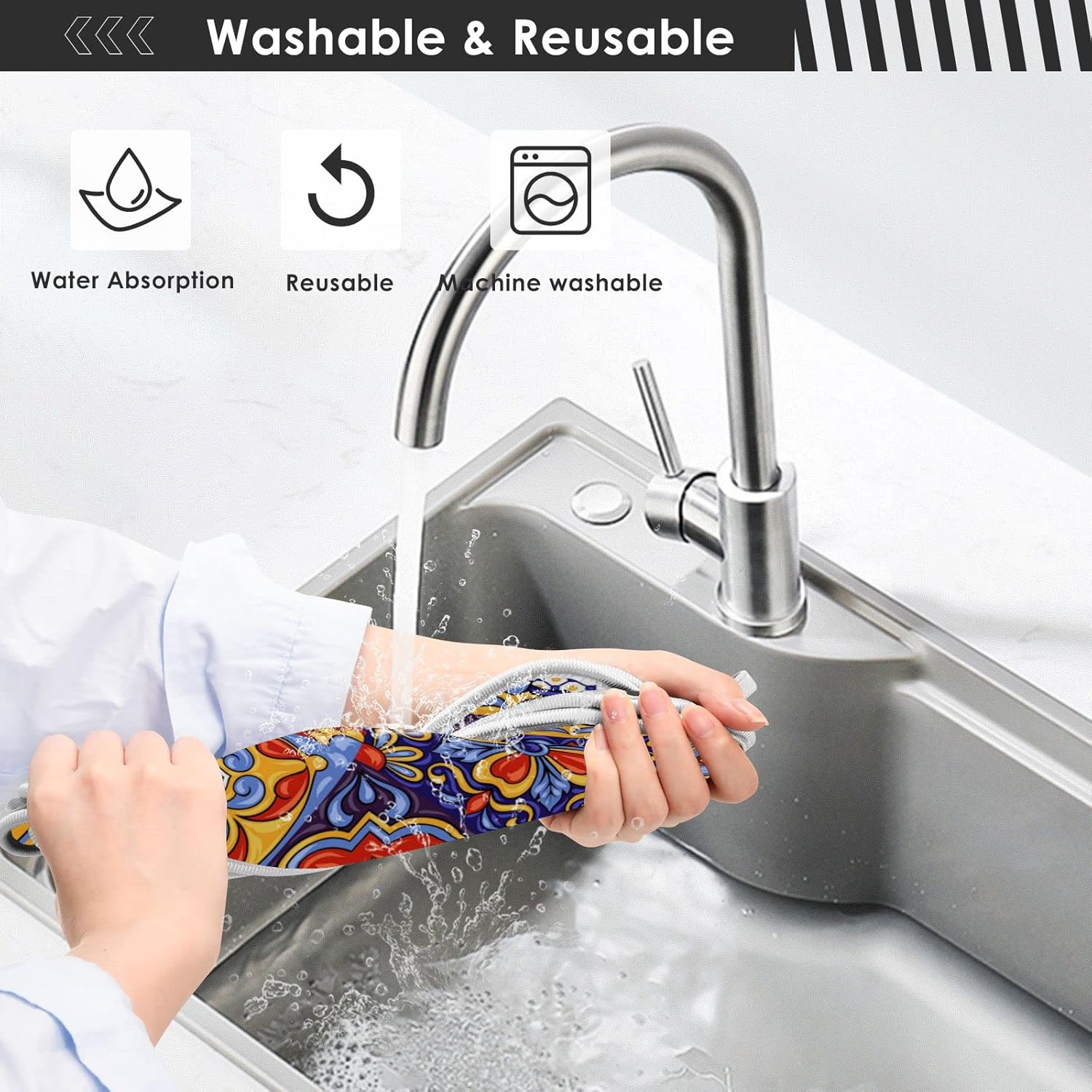 Colector de salpicaduras de grifo, paquete de 2 tapetes absorbentes para grifo de cocina, protector contra salpicaduras para fregadero detrás del