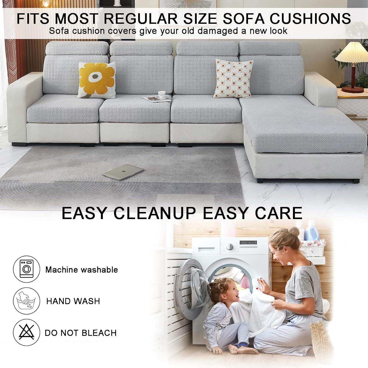 LPMOERA Fundas de sofá suaves y flexibles de repuesto, fundas de cojín elásticas y suaves para sofá en forma de L, fundas de cojín para sofá de
