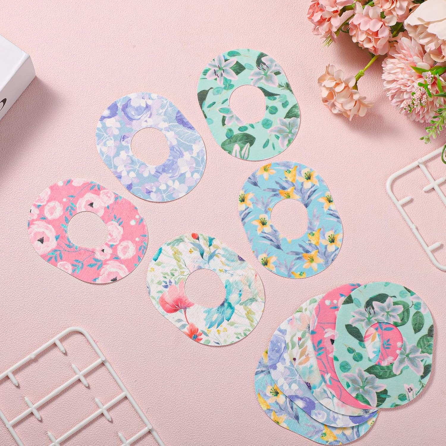 25 piezas de cubiertas de sensor para Dexcom G7, patrón de flores impermeables para monitor de azúcar en sangre, parches adhesivos para sensor,