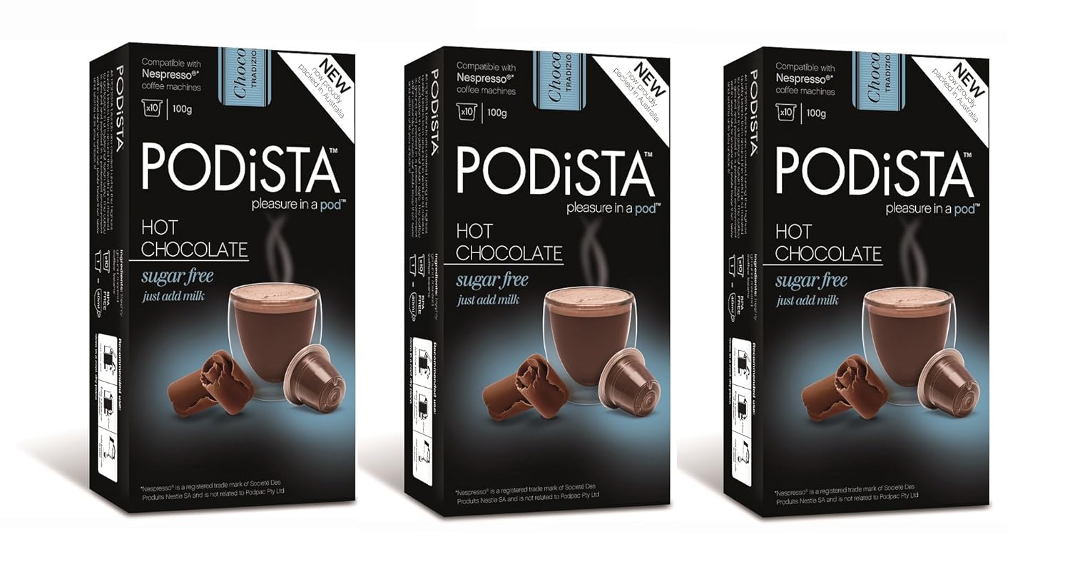 Cápsulas de chocolate caliente compatibles con Nespresso – Cápsulas de cacao caliente – Sin azúcar – 3 cajas – 30 cápsulas