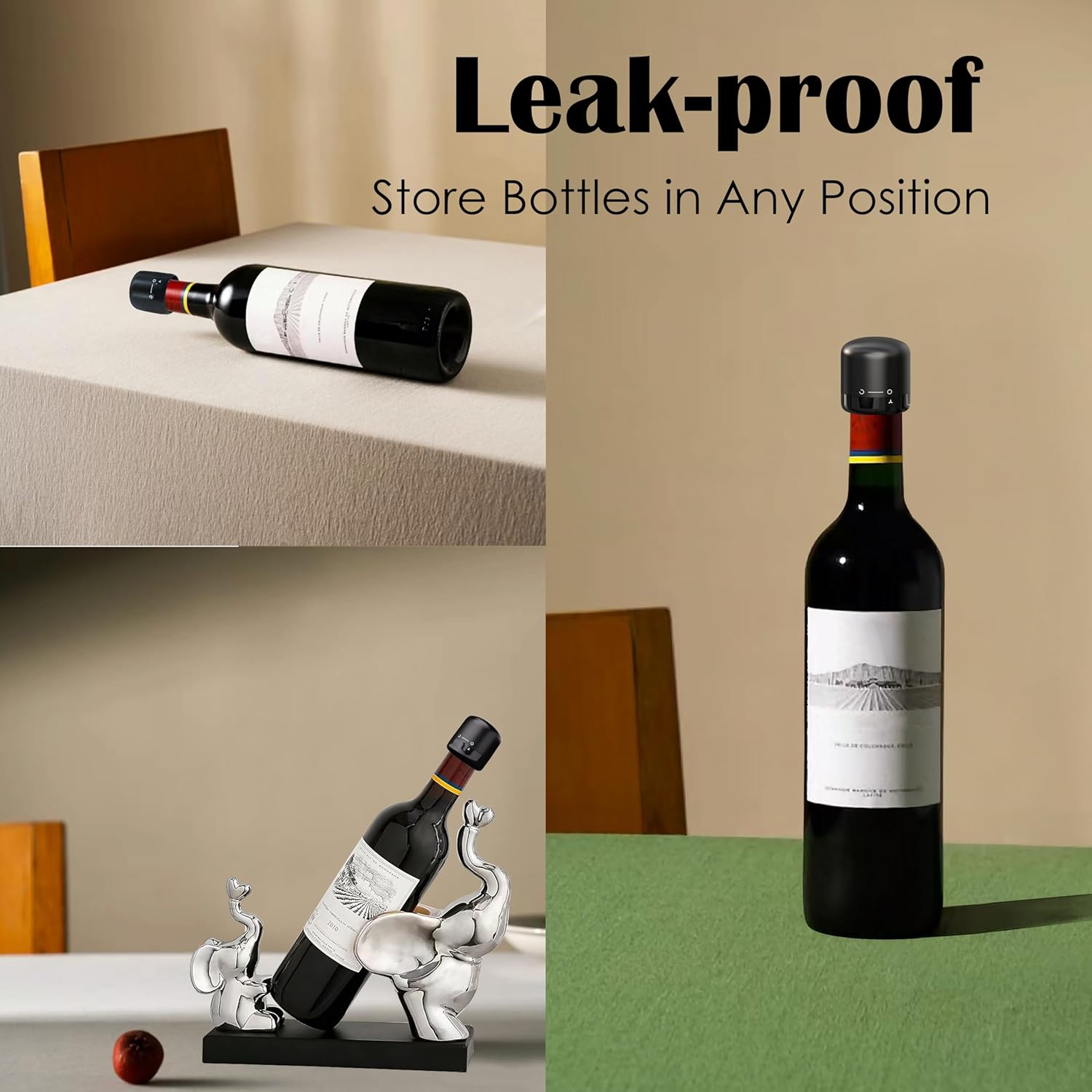 Hosslearlear – Paquete de 4 tapones de vino con cerradura giratoria, sellador de corcho de vino reutilizable, accesorios de vino, regalo para los