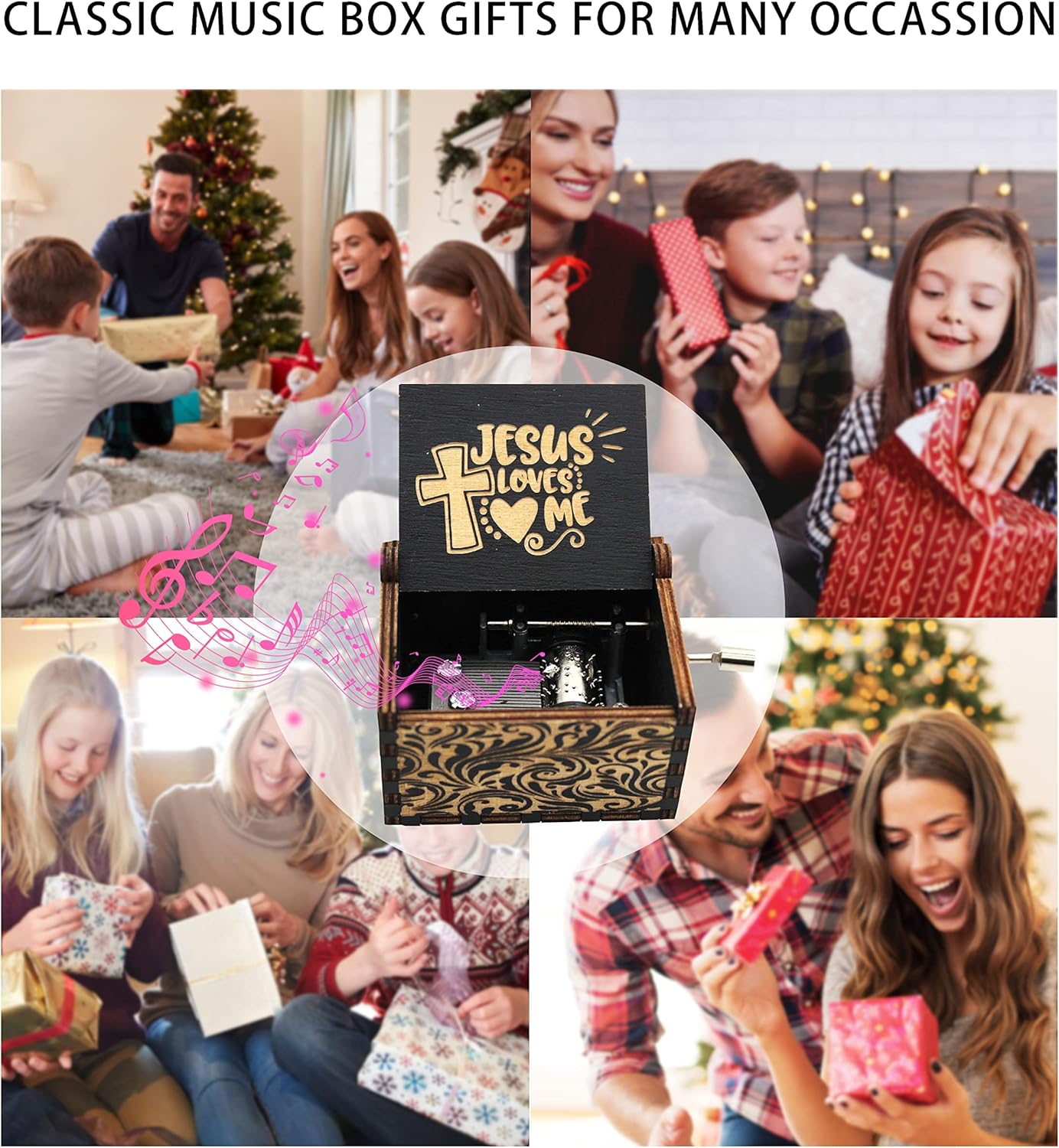 Caja de música de madera, cajas de música Jesús Love Me, regalo para cristianos, amigos, idea de regalo para cumpleaños, graduación, Navidad, Año