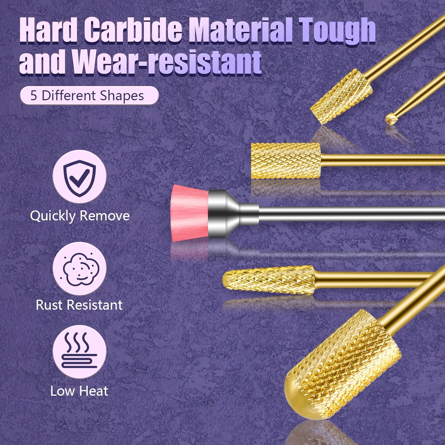 Depvko Juego de 13 brocas de carburo de tungsteno para uñas, brocas de cutícula para uñas acrílicas, para manicura, pedicura, salón de belleza en