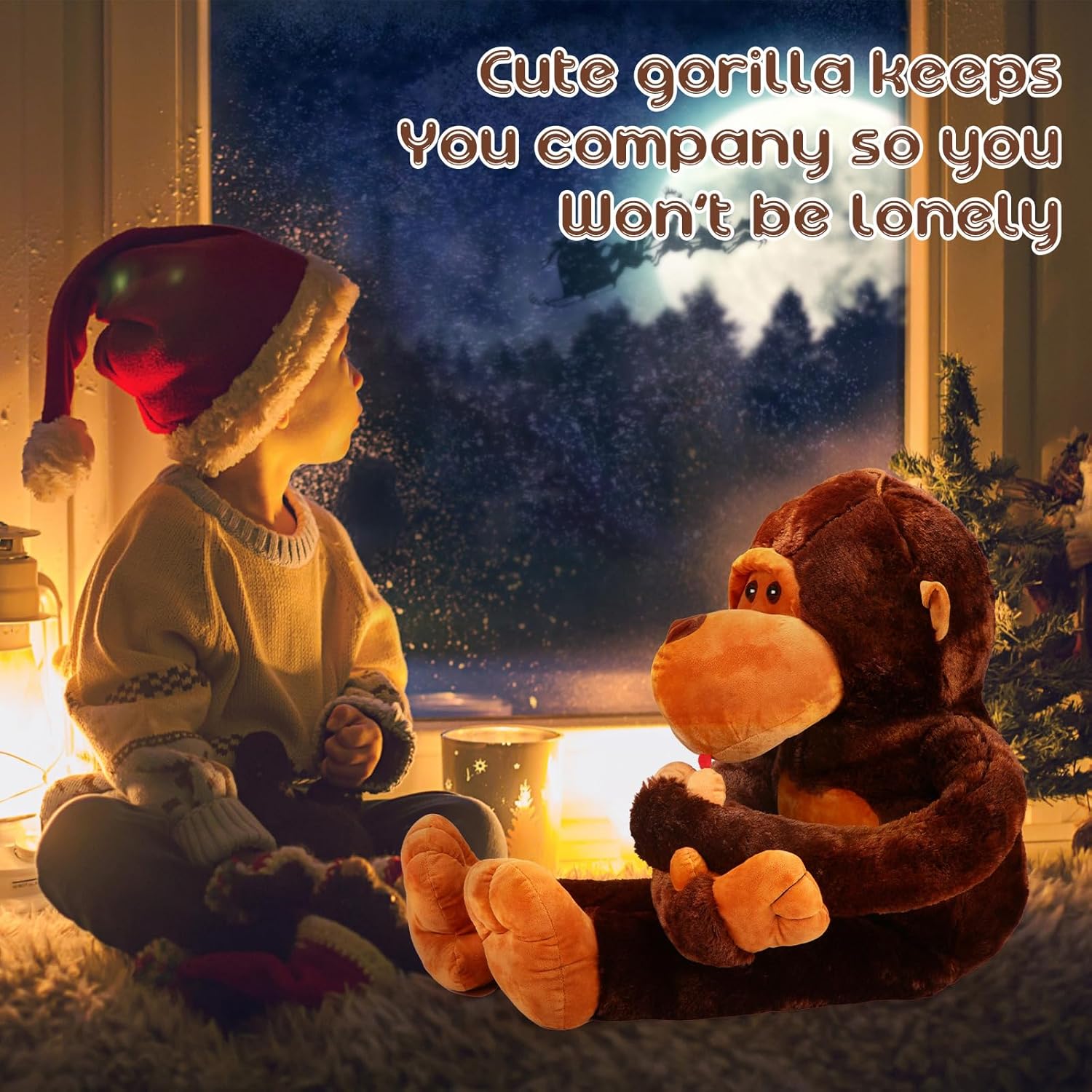 Shappy Mono de peluche grande de 43 pulgadas, gran regalo para niños, niñas y amigos