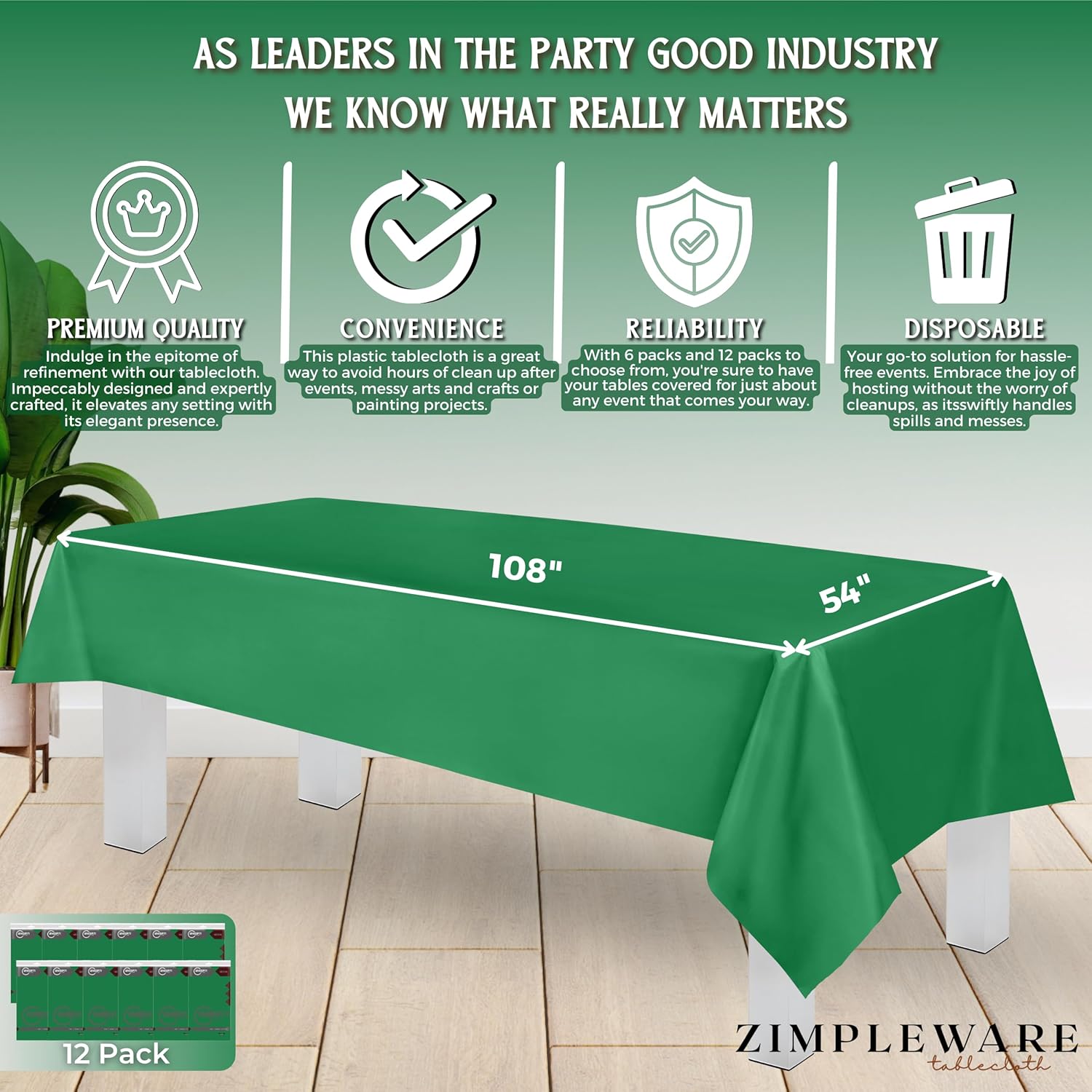 Zimpleware – Mantel redondo de plástico para fiestas de 213cm (84pulgadas) de diámetro (paquete de 1, 6 y 12 unidades)