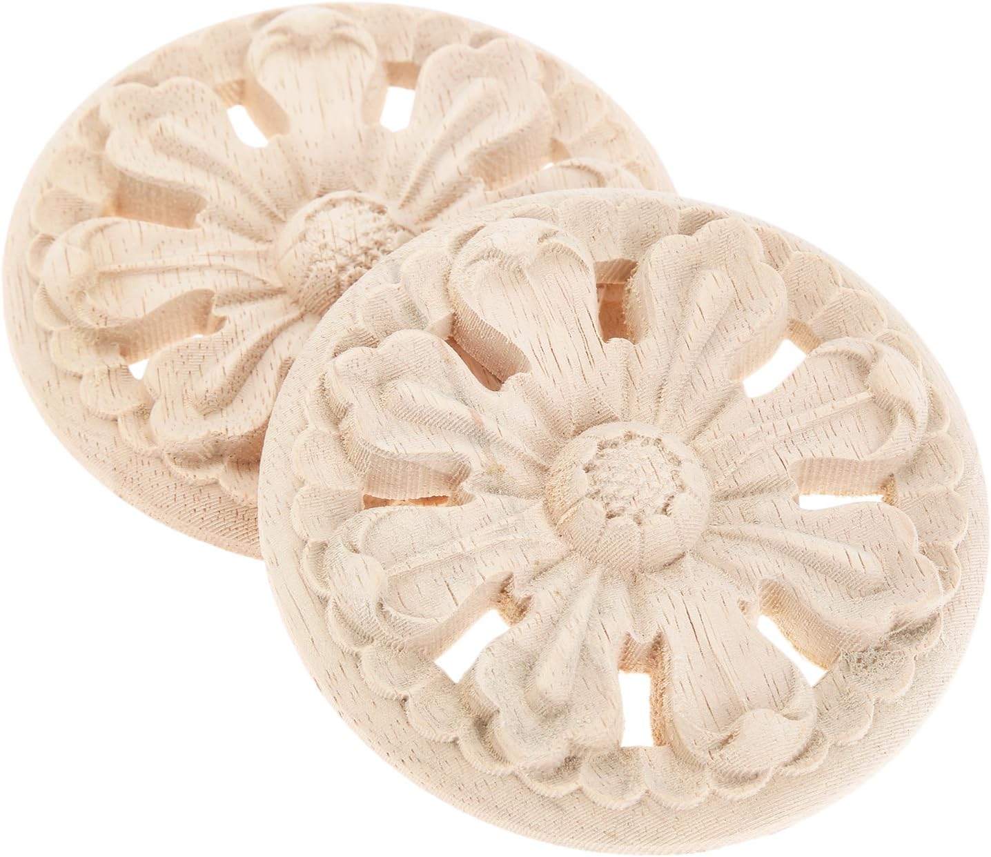 MUXSAM 1 paquete de apliques tallados Onlay, 3.94 pulgadas de diámetro, diseño de galletas redondas de madera, calcomanías para puerta, gabinete,