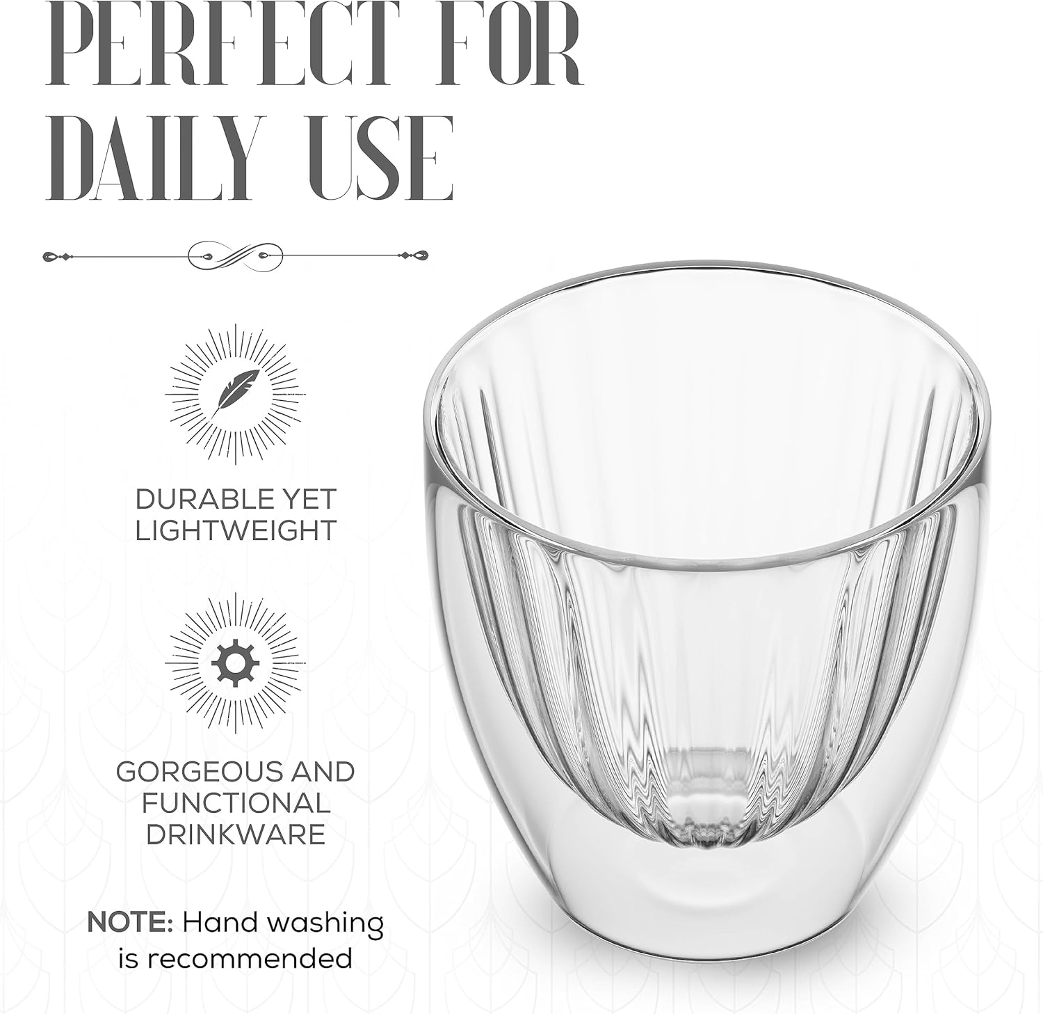 Elle Decor Taza de café acanalada de doble pared  Tazas de café de vidrio acanalado  Tazas de café de café aisladas, transparentes, taza de té,