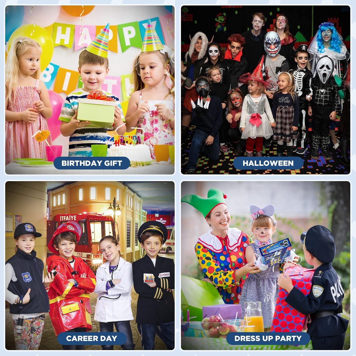 Disfraz de oficial de policía para niños, disfraz de policía para niños con uniforme de policía, disfraz de Halloween para niños, disfrazarse, kit