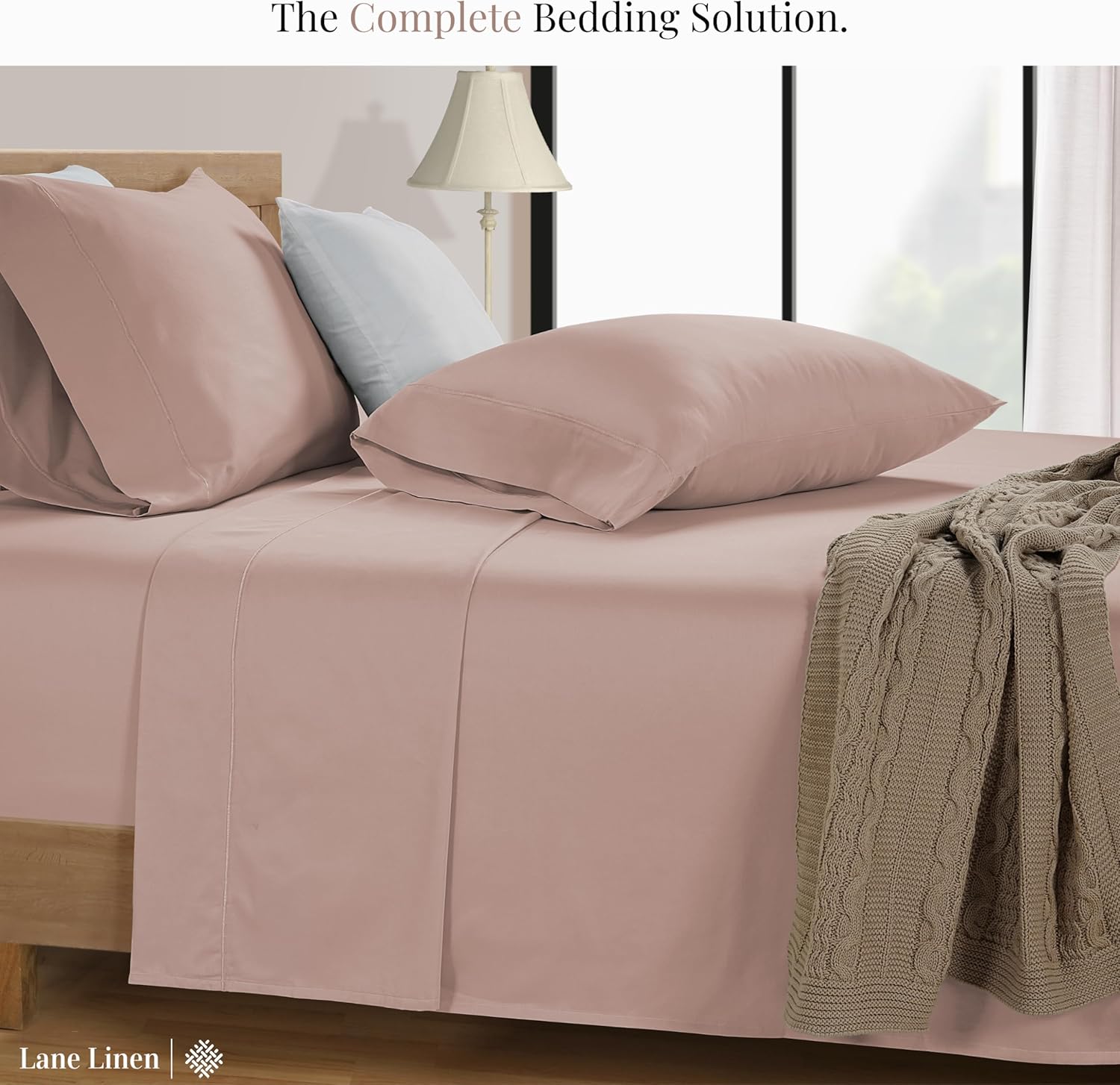 LANE LINEN Juego de sábanas 100% algodón California King, 4 piezas, juego de ropa de cama de algodón de 600 hilos California King para niñas,