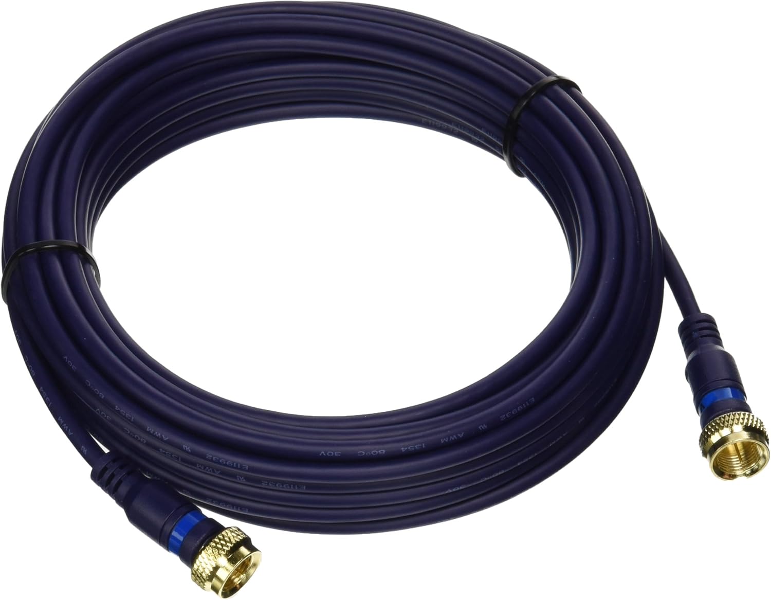 Legrand – C2G 27229 – Cable mini coaxial tipo F azul, cable coaxial de 25 pies tipo F para TV con conexiones de cable coaxial tipo F, 1 unidad, C2G
