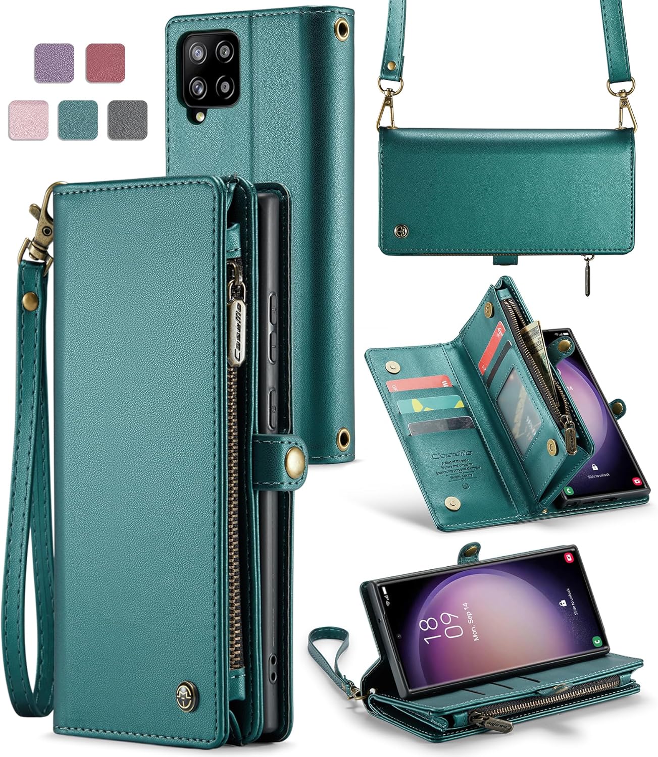 ASAPDOS Funda para Samsung Galaxy A42 5G, correa de piel sintética retro con cierre magnético, bloqueo RFID, tarjetero y función atril para hombres