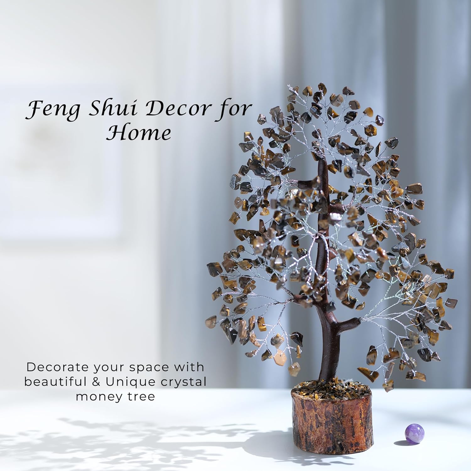 PYOR – Árbol de cristales de ojo de tigre, piedra curativa, positiva, regalo hippie, árbol de gemas, de dinero de cristal, de buena suerte, de