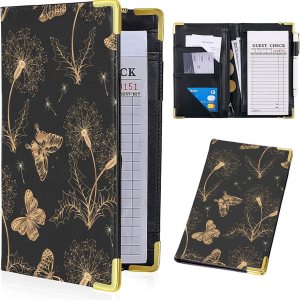 Organizador de libros de servidor de mariposas con bolsillo con cremallera de dientes de león, libros de servidores de cuero de primera calidad para Organizador de libros de servidor de mariposas con bolsillo con cremallera de dientes de león, libros de servidores de cuero de primera calidad para